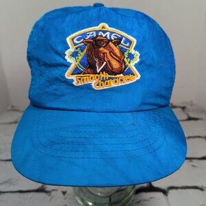 Vintage Camel Trucker Hat Mens Snapback‎ Neon Blue Ball Cap Camel Joe